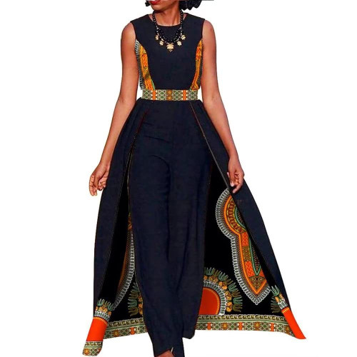 BAZINRICHE African Elegant Womens Rompers Jumpsuit Sleeveless Dresses Jumpsuit Long Dashiki Pants Plus Size