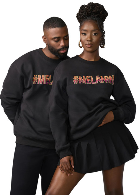 D'IYANU | Oloro Unisex African Print Melanin Graphic Sweatshirt | Black/Orange Purple Batik | 3XL