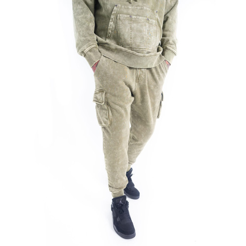 FUBU Men's Olive Signature Washed Utility Jogger, 2XL