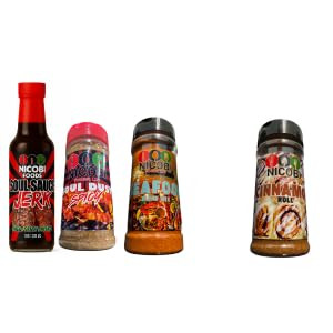 Jerk Sauce & Soul Dust Spicy with Free Seafood & Cinnamon – Heat & Sweet 4-Pack