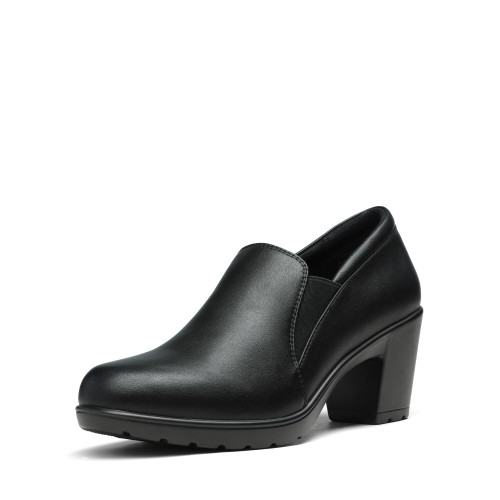 DREAM PAIRS Women's Low Chunky Block Heels Pumps Comfortable Slip-on Heeled Loafers Dress Work Shoes for Office Business LOLA,Size 9,Black,DPU214