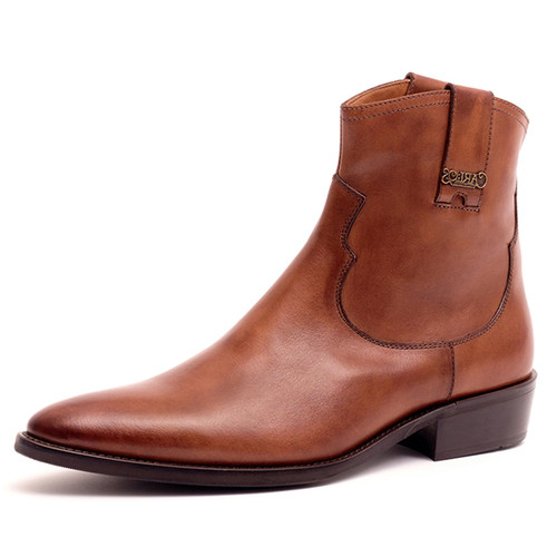 Carlos Santana Cowboy Boots for Men | Zipper Closure | Rubber Outsole & Cushion Comfort Footbed | Calfskin Leather Upper