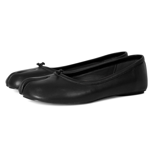 VBDB Black Tabi Ballet Flats Shoes for Women Rounde Toe Wide Width Split Toe Low Heel Comfortable Flats Shoes Size 8 .5