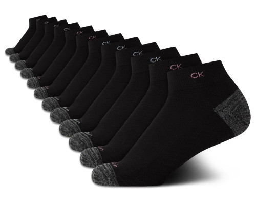 Calvin Klein Womens Quarter Socks - 12 Pack Cushion Athletic Ankle Socks for Women for Sports and Running (Sizes: 4-10), Size 4-10, Black Multi