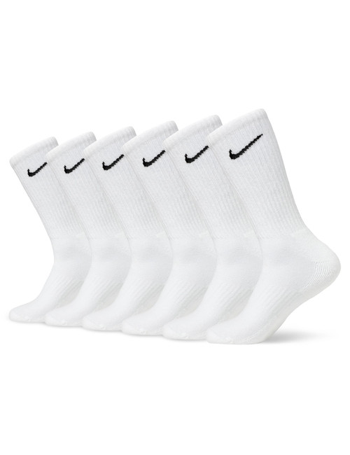 Nike Unisex Everyday Cushioned Training Crew Socks (6 Pairs), White/Black, Medium