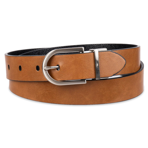 Calvin Klein Women's Two-in-One Reversible Dress Casual Belts for Jeans, Trousers and Dresses, Tan/Black, Small