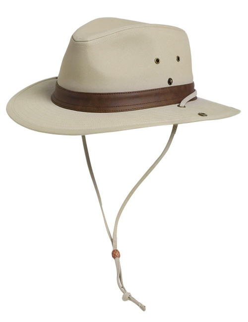 TOP-EX Cotton Aussie Outback Hat for Men Women, UV Protection Sun Hat Fedora Safari Hats with Wide Brim for Outdoor Golf Hiking, Breathable & Adjustable & Packable, Beige-White L