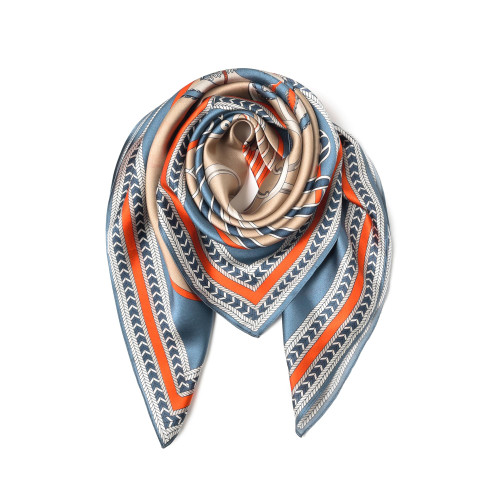 SHIROUYU 100% Pure Mulberry Silk Square Scarf Women Neckerchief Headscarf The shawl Gift Packed, Baby Blue, 88*88CM