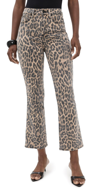 Good American Women's Good Standard Kick Flare Leopard Jeans, Lucky Leopard001, Print, 0