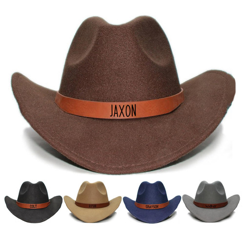 Custom Toddler Boys Cowboy Hat, 2-8t Kids Western Hat, Leather Hatband Baby Cowgirl Hat for Girls, Gift Cowboy Hats for Kids Brown