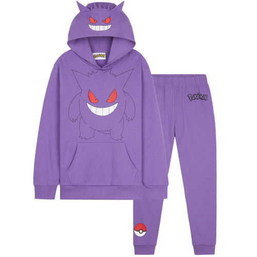 Pokemon Tracksuit Set Boys, Teens, 2 Pc Hoodie Joggers, Anime Hoodie Sweatpants Kids Clothes Teen Apparel, Gifts for Boys (13-14 Years, Purple Gengar)