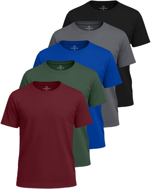 Real Essentials 5 Pack: Boys' Mesh Short Sleeve Athletic T-Shirt - Youth Kids Teens Active Basketball Tops -Set 4,XL 16-18