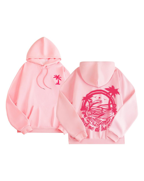 Juniors Girls Streetwear Graphic Aesthetic Palm Hoodie for Teen Girls Sweatshirt (Pink,XS)