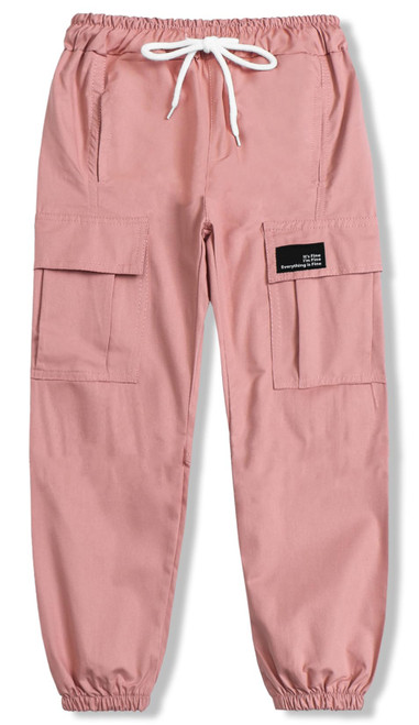 Cromoncent Girls Womens Cargo Pants Elastic Waist Lightweight Outdoor Jogger Pants Pink 13-14 Years