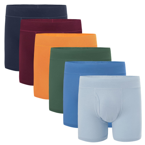 INNERSY Boys' Underwear Bamboo Viscose Boxer Briefs Breathable Boxer Shorts Aged 6-18 6-Pack(L(12-14 yrs),Ocean Sunset)
