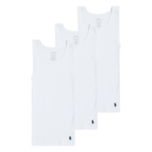 POLO RALPH LAUREN Boys' Multi-Pack Tank Top Undershirt, White 3-Pack