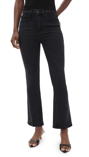 Good American Women's Soft Tech Good Standard Kick Flare Jeans, Black390, 12