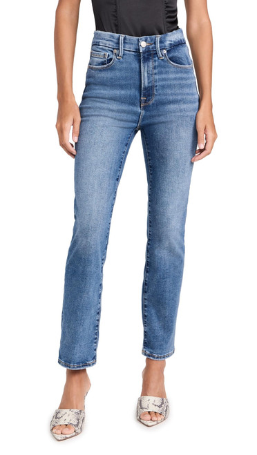Good American Women's Always Fits Good Legs Straight Jeans, Indigo316, Blue, 20-26