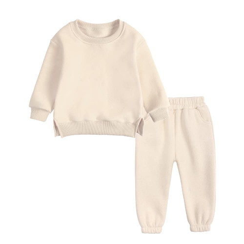 MYGBCPJS Youth Active Outfits Boys Girls Long Sleeve Crew Neck Sweatshirt + Fleece Jogger Pants 2 Pcs Set Kids Clothes