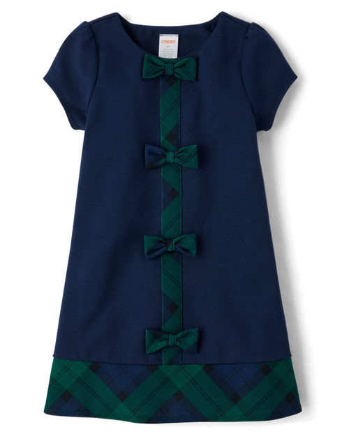 Gymboree,and Toddler Short Sleeve Dressy Dress,Tidal Green Plaid,5T