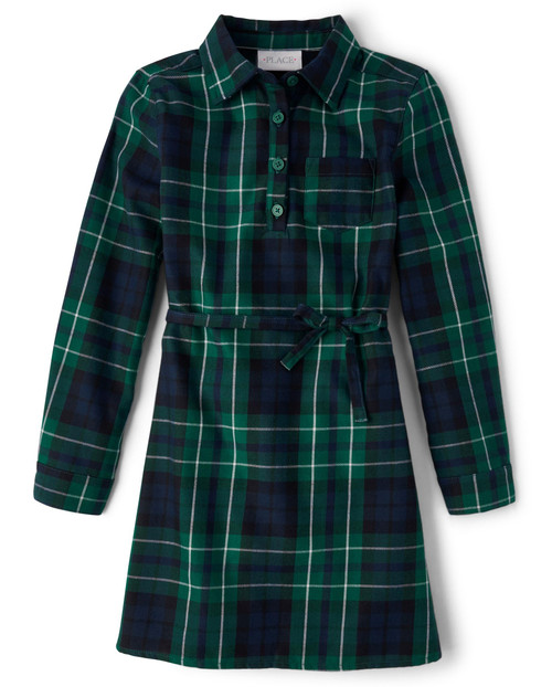 The Children's Place,Girls,Long Sleeve Everyday Dress,Spruceshad Plaid,Small
