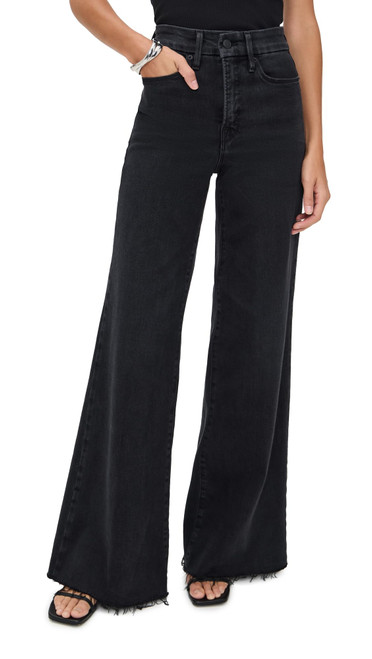Good American Women's Soft Tech Good Waist Palazzo Jeans, Black391, 12