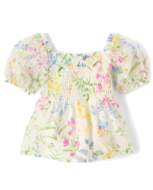 Gymboree,Girls,and Toddler Short Sleeve Woven Shirts,Yellow Floral,7
