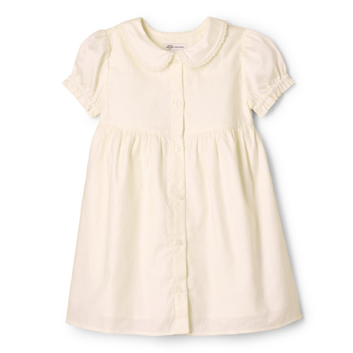 Amazon Essentials x Sofia Grainge Baby Girls' Cotton Sateen Dress with Collar, Ivory, 12 Months
