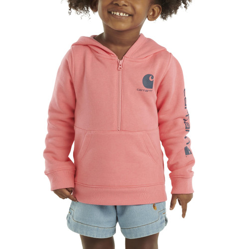 Carhartt Kid's CA9930 Long-Sleeve Half-Zip Sweatshirt - Girls - 18 Months - Pink Lemonade