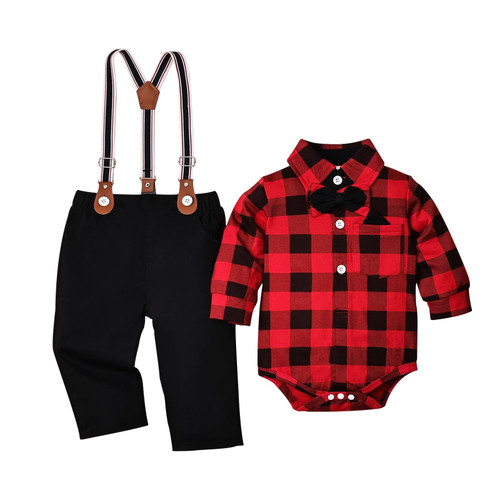 DOMOABEI 12 Months Infant Baby Boy Clothes Gentleman Outfits fall winter Long Sleeve Clothes Baby Boy Bodysuit Shirt with Bowtie Suspender Pants Baby Boy Suit Set Boys Set Blue 9-12 Months