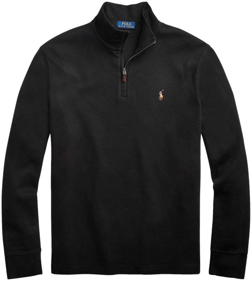 Polo Ralph Lauren Mens Classic Estate-Rib Quarter-Zip Pullover Sweater (XL, PoloBlackSigPny), (Fall/Winter 2022) Polo Black, X-Large