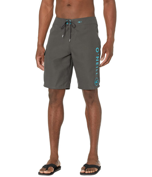 O'NEILL Men's 21 Inch Solid Boardshorts - Water Resistant Swim Trunks for Men with Quick Dry Stretch Fabric and Pockets,Dark Charcoal 1,44