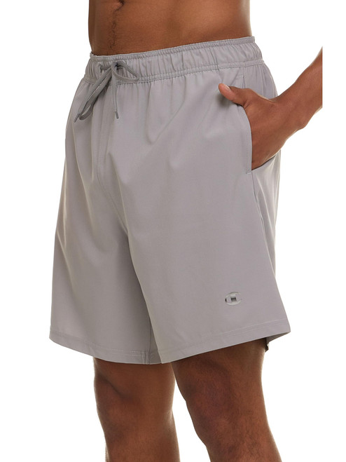 Champion Mens Swim Trunks with Mesh Liner, 7" Inseam Quick Drying Mens Bathing Suit, Board Shorts for Swimming and Beach Grey