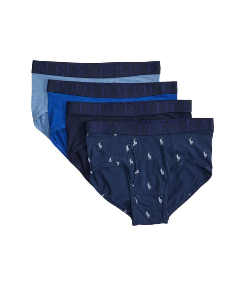 POLO RALPH LAUREN P4 Stretch Classic Fit Briefs Blue Saturn/Monroe Blue Heather/White/Pale Royal Heather/Cruise LG