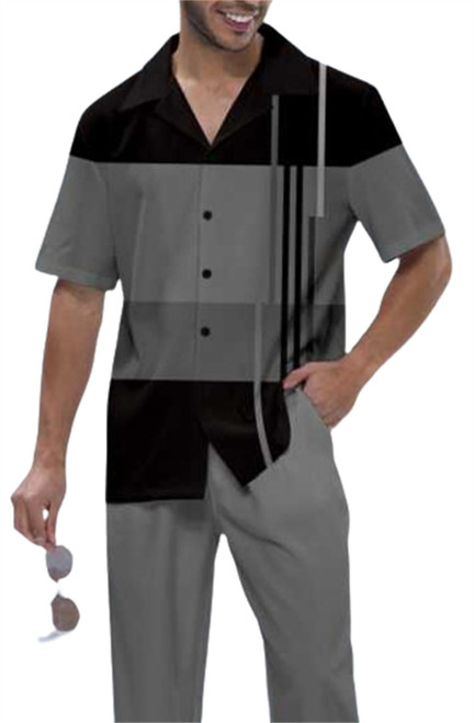 TIFIYA Men's Dressy Shirts 2 Piece Walking Suits,Button Down Shirts with Pants Set,Casual Party Wedding Wear TM003-1-XXL