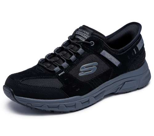 Skechers Men's Oak Canyon Consistent Winne Hands Free Slip-in Sneaker,Black/Charcoal,6.5 Extra Wide