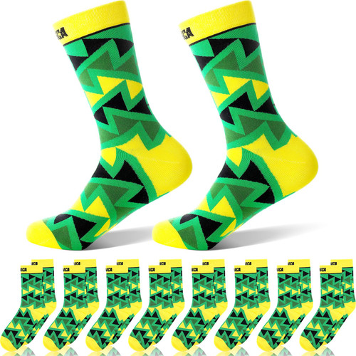 Panitay 8 Pairs Jamaican Crew Socks for Men Women Jamaica Unisex Fun Novelty Dress Socks for Christmas Gifts