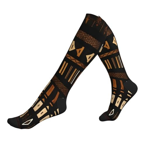 African Mud Cloth Tribal Print Compression Socks for Women and Men,15-20 mmHg is Best Support for Athletic sports