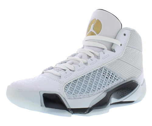 NIKE Air Jordan XXXVIII FIBA Basketball Shoes (FN7481-100, White/Pure Platinum/Metallic Gold) Size 11