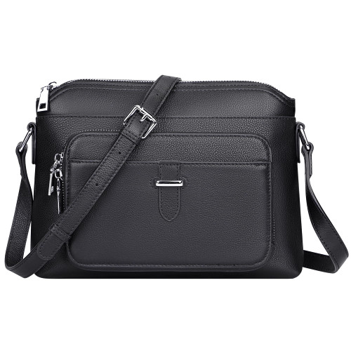 Over Earth Genuine Leather Crossbody Bags for Women Small Ladies Handbags and Purses with Card Slots(O205E Black)