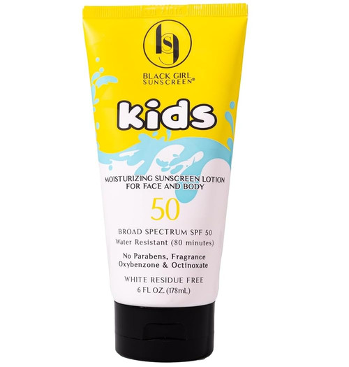 BLACK GIRL SUNSCREEN Large Kids SPF 50 Sunscreen Lotion, 6 Oz Vegan & Water-Resistant, Will not Leave White Residue (6 Fl. Oz.)