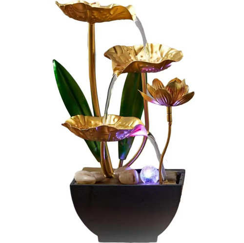 Tabletop Water Fountain Meditation: USB Desktop Sleep Waterfall - Desktop Fountains for Meditation Relaxation for Bedroom Living Room Office Yellow