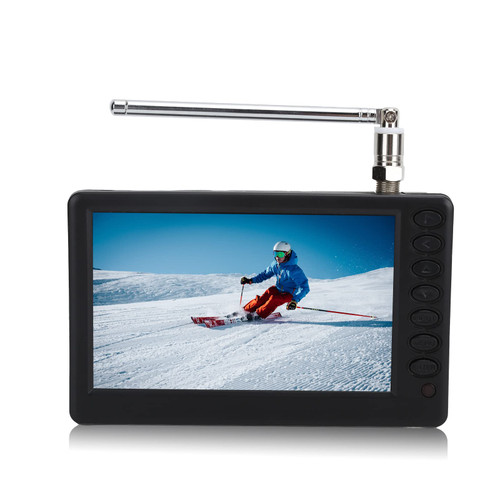 5'' Portable Mini Digital TV, 1080P 2 in 1 with FM Radio, Rechargeable Battery, USB, Headphone Jack, Memory Card Slot, for Kids, Car, Outdoor, Travel