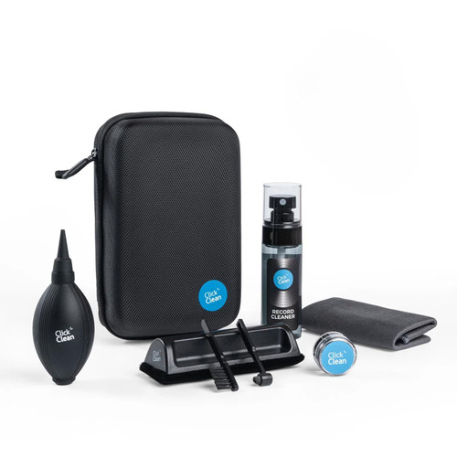 Click Clean 8 in 1 Vinyl Record Cleaning Kit - Velvet Cleaning Brush,Stylus Brush,0.21 oz Turntable Needle Cleaning Gel,2.1oz Cleaning Fluid,Mini-Microfiber Brush,Air Blower,Microfiber Cleaning Cloth