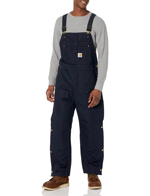 Carhartt mens Loose Fit Firm Duck Insulated Bibs Overalls, Dark Navy, Small US