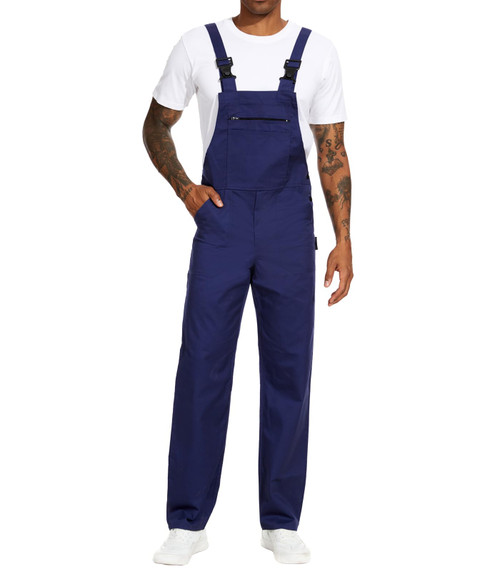 WORK IDEA Men's Bib Overalls Workwear Fashion Lightweight Jumpsuit with Pockets, Navy, XXXL