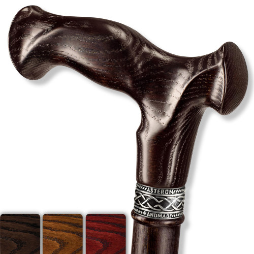 Asterom Walking Cane - Handmade, Ergonomic, Canes for Men - Wooden Walking Sticks for Seniors, Unique (Walnut, 36 Inches)