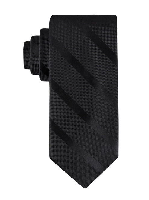 Tommy Hilfiger Men's Classic Textured Tonal Stripe Tie, Black, One Size