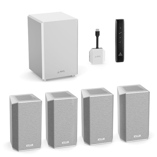 AWOL VISION ThunderBeat 4.1.2 All-Wireless Home Theater Sound System, Surround Sound System with Dual 120W Subwoofers and Upward Firing Speakers, Dolby Atmos DTS Support