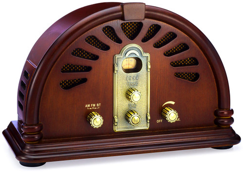 ClearClick Classic Vintage Retro Style AM/FM Radio with Bluetooth - Handmade Wooden Exterior Dark Brown